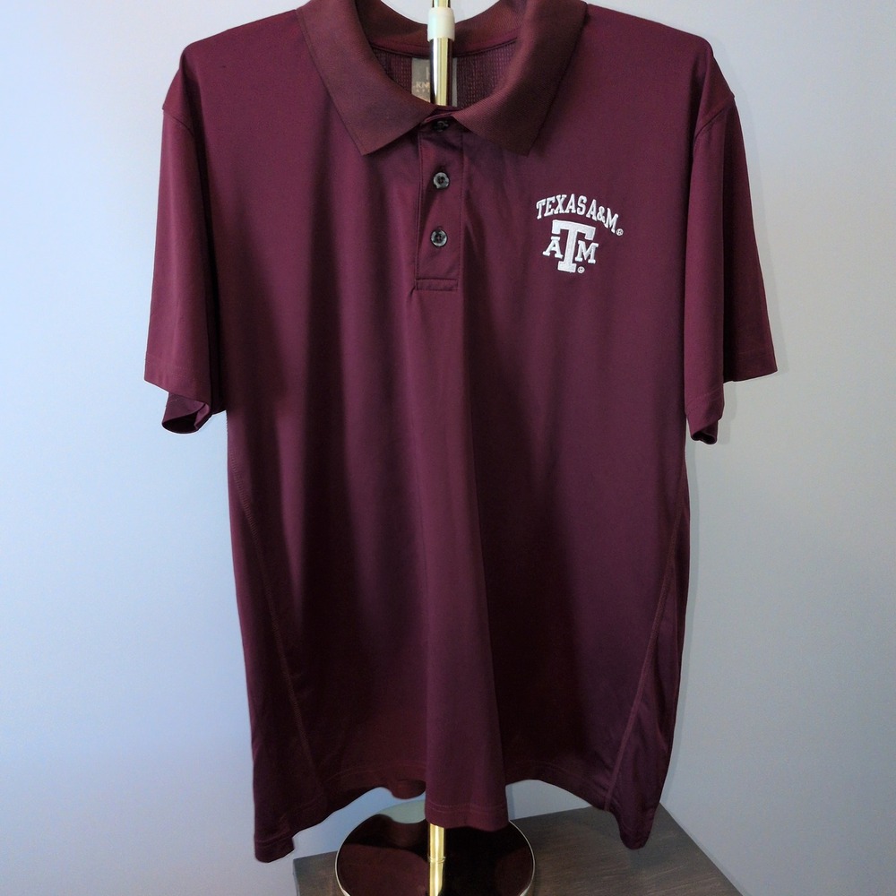 Knights Apparel Texas A&M Polo Men XL Maroon Short Sleeve Performance Logo